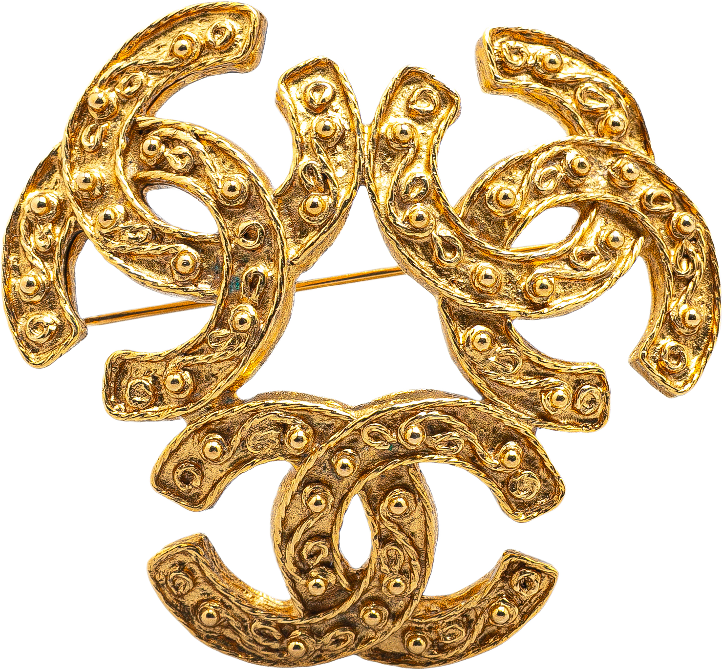 Chanel Gold Plated Triple Cc Brooch
