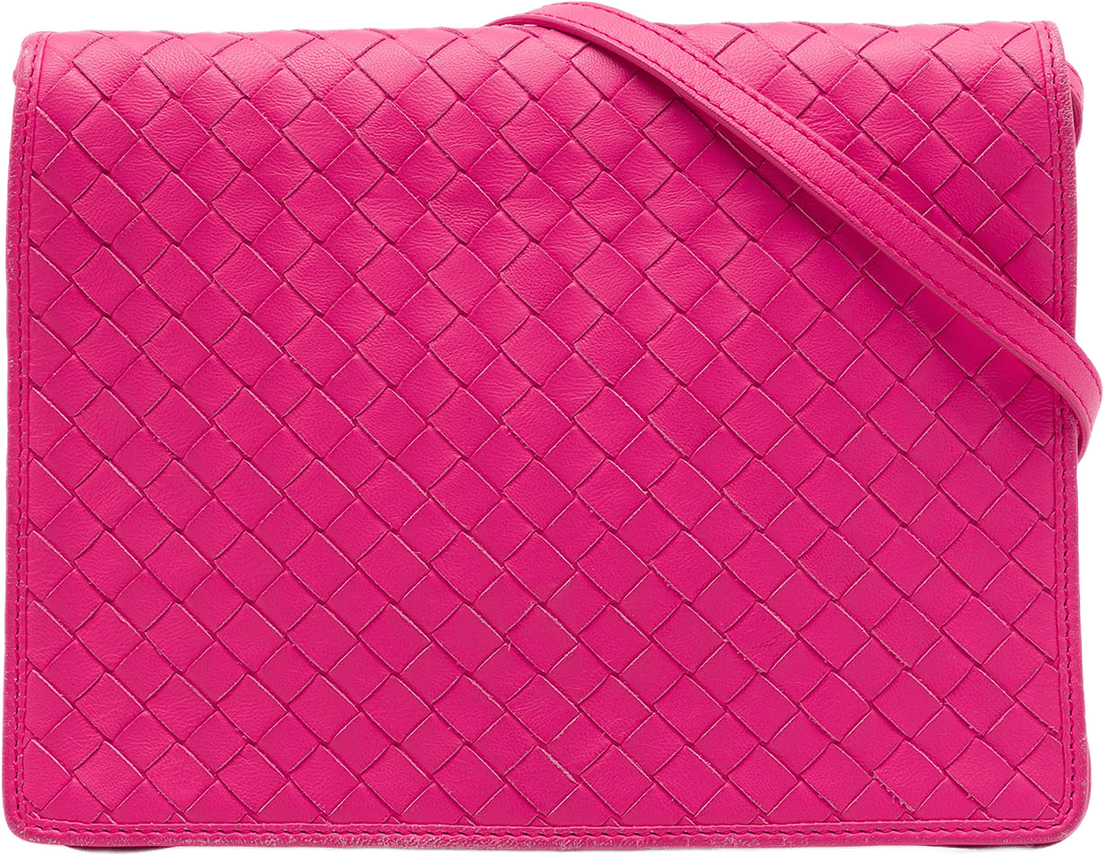 Bottega Veneta Nappa Intrecciato Flap Crossbody, från Luxclusif, i färgen rosa.