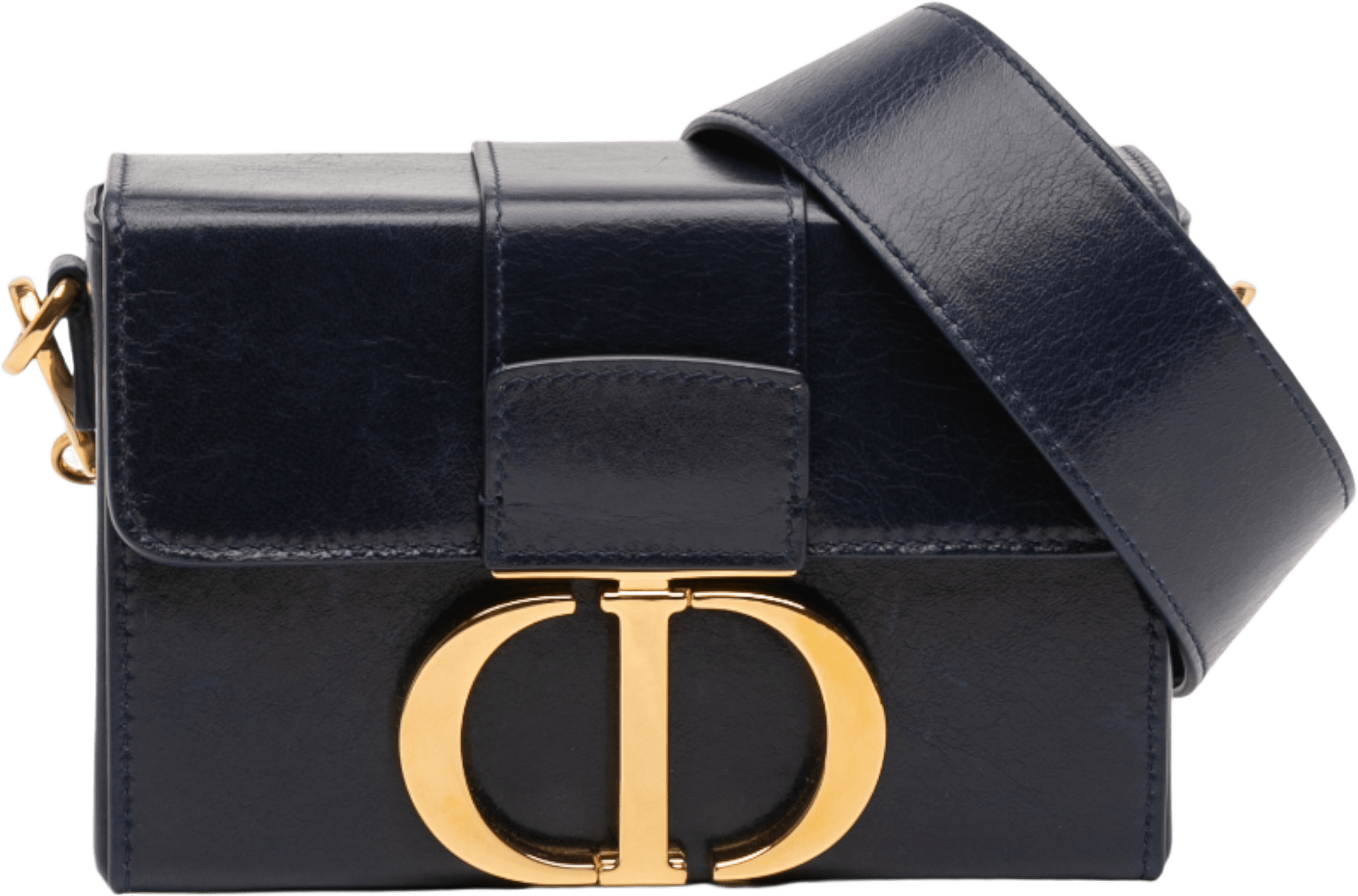 Dior Leather 30 Montaigne Box Bag, från Luxclusif, i färgen navy.