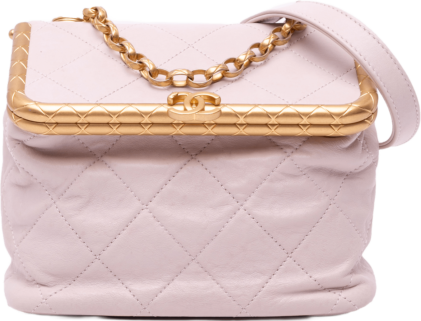 Chanel Quilted Lambskin My Crush Vanity Bag, från Luxclusif, i färgen light pink.