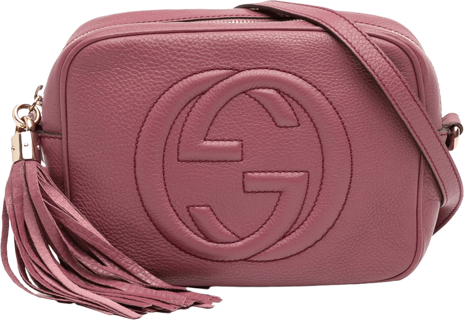 Gucci Leather Soho Disco Crossbody, från Luxclusif, i färgen pink.