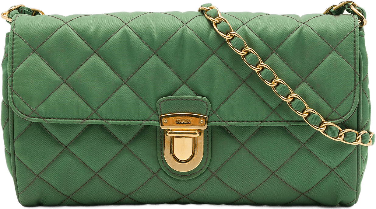 Prada Impuntu Tessuto Chain Crossbody, från Luxclusif, i färgen grön.