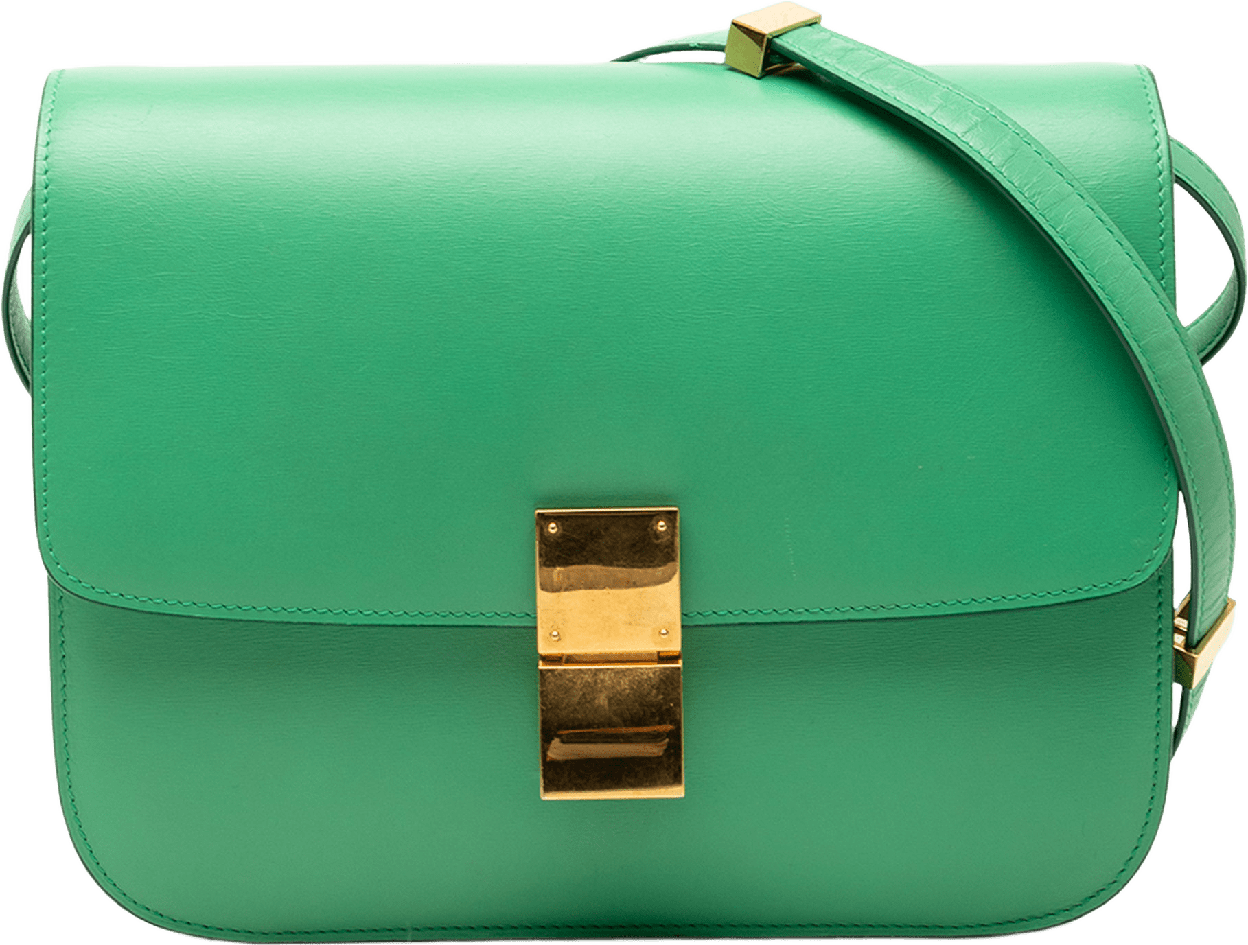 Celine Medium Calfskin Classic Box, från Luxclusif, i färgen grön.