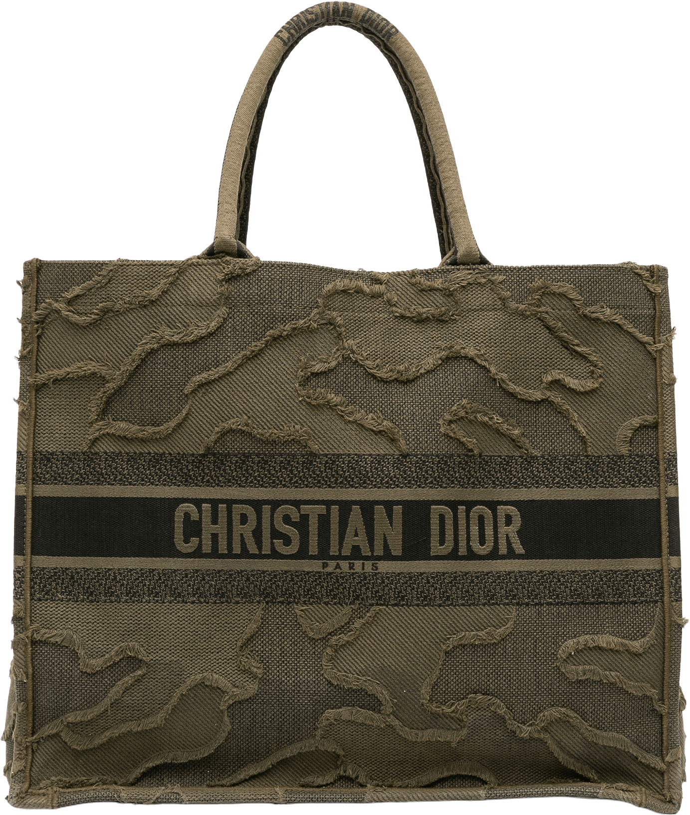 Dior Large Embroidered Canvas Camouflage Book Tote, från Luxclusif, i färgen dark green.