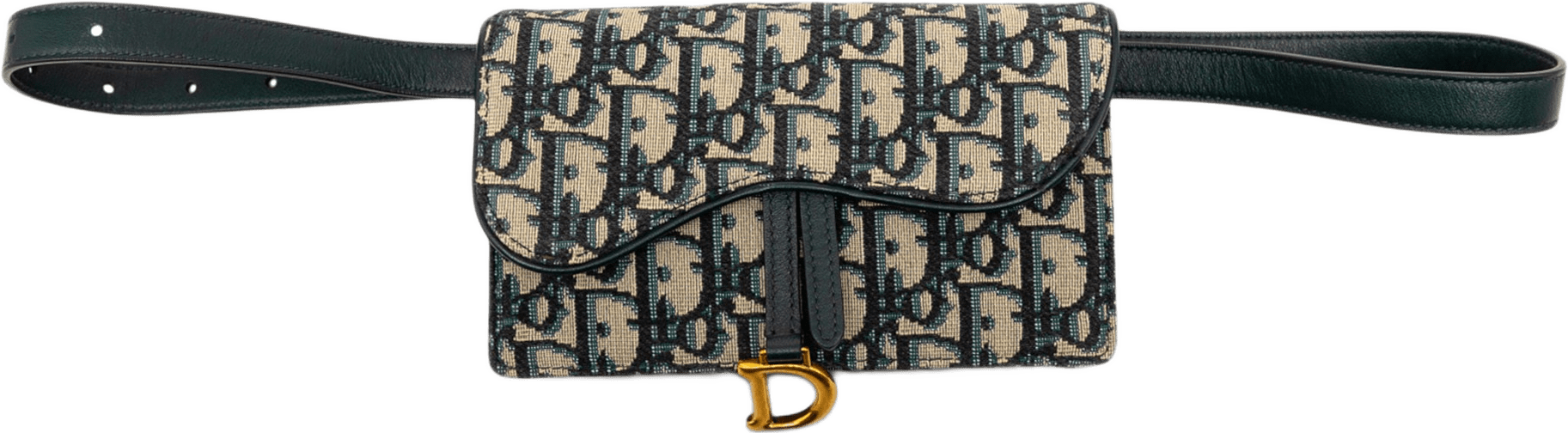 Dior Oblique Canvas Saddle Belt Bag, från Luxclusif, i färgen blå.