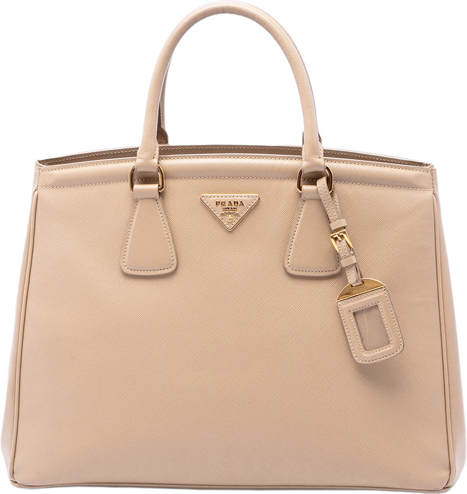Prada Saffiano Lux Parabole Tote, från Luxclusif, i färgen beige.