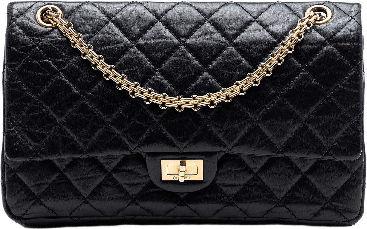 Chanel Quilted Aged Calfskin Reissue 2.55 Double Flap 226, från Luxclusif, i färgen black.