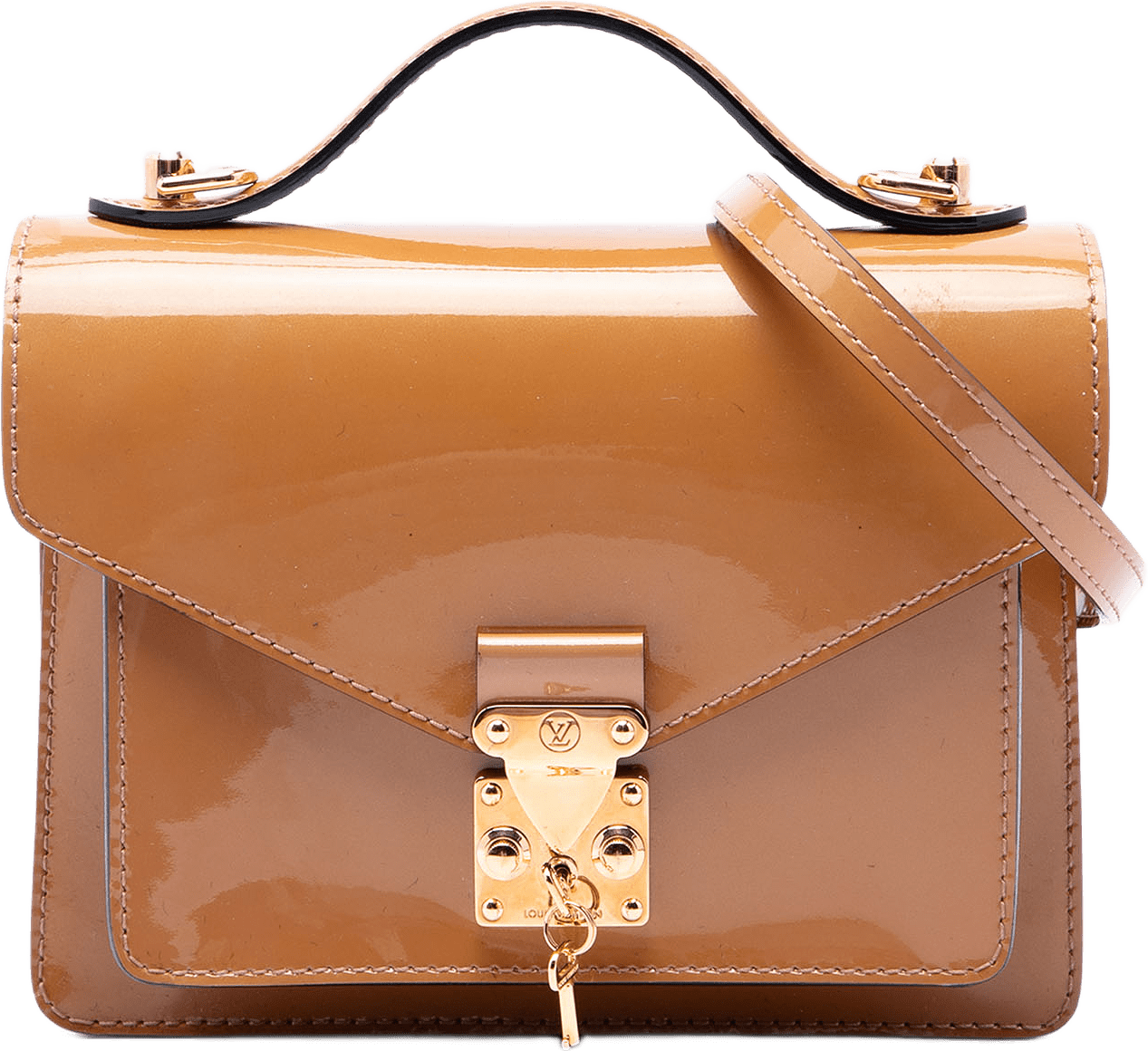 Louis Vuitton Monogram Vernis Monceau Bb, från Luxclusif, i färgen beige.