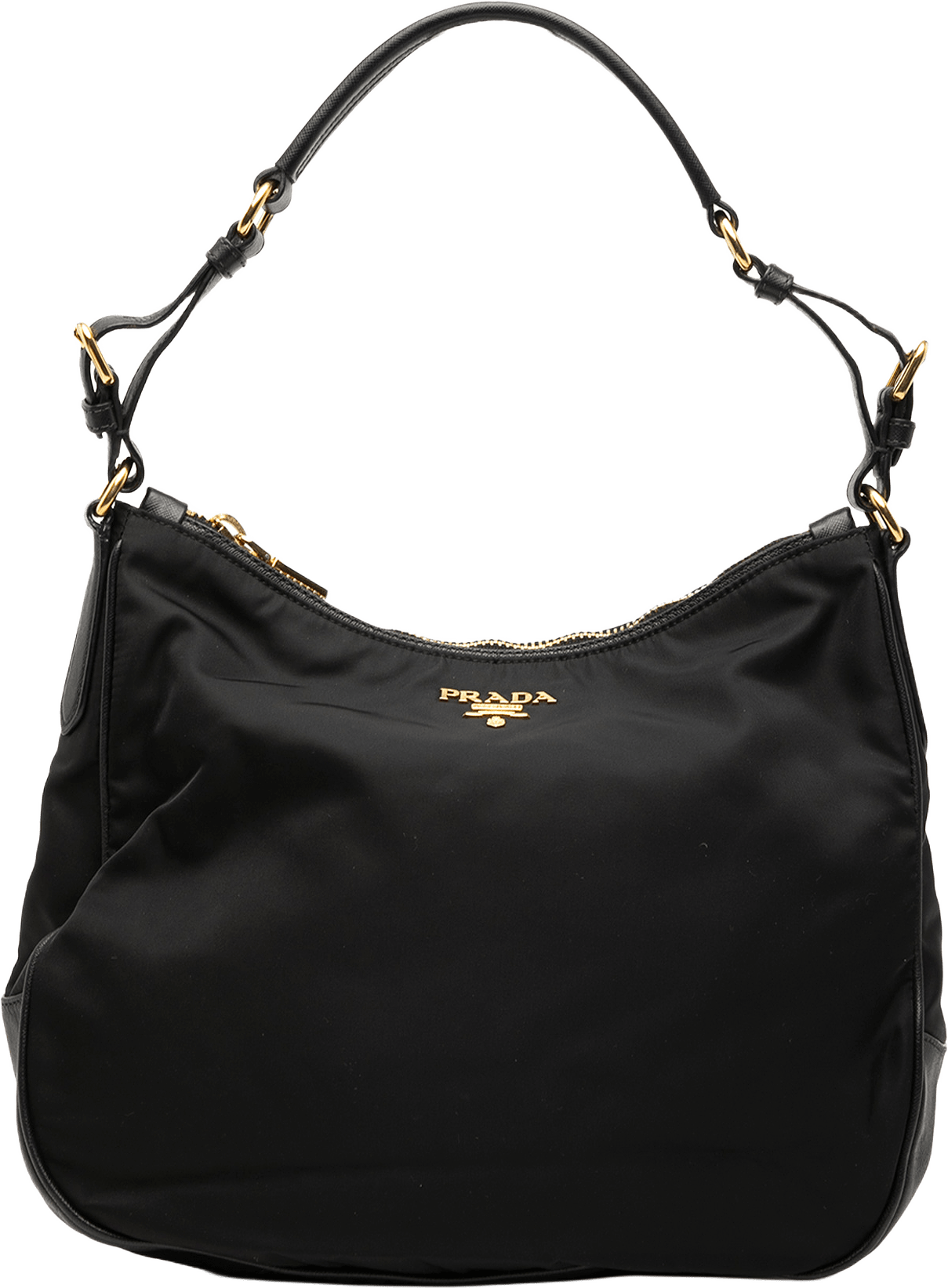 Prada Saffiano Trimmed Tessuto Shoulder Bag, från Luxclusif, i färgen black.