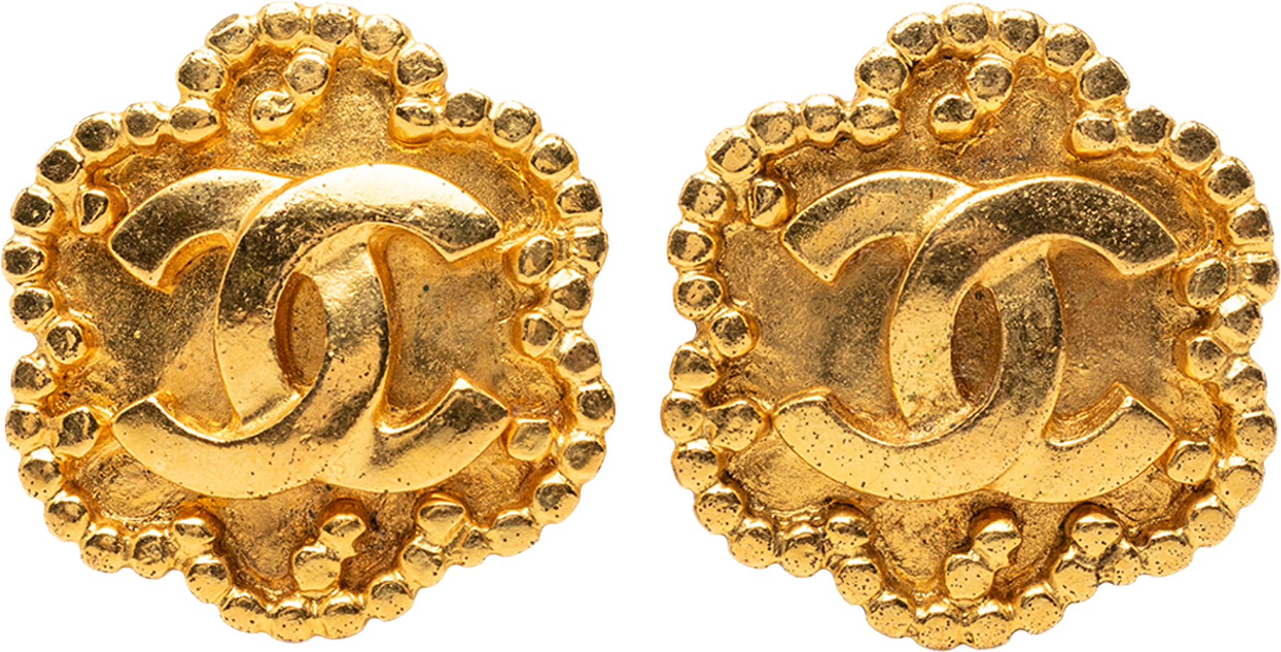 Chanel Cc Gold Plated Flower Clip On Earrings, från Luxclusif, i färgen guld.