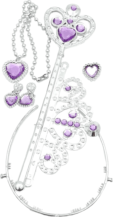 Princess Set Med Tiara ,festav, Clipsörhängen Och Halsband