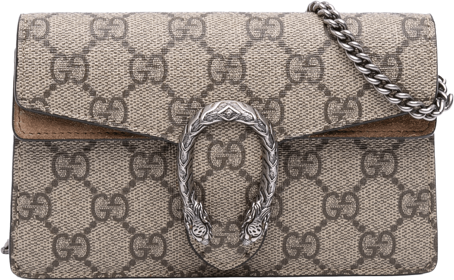 Gucci Mini Gg Supreme Dionysus Crossbody, från Luxclusif, i färgen brown.