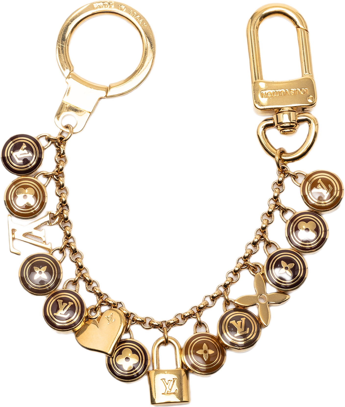 Louis Vuitton Gold Plated And Enamel Pastilles Key Chain And Bag Charm, från Luxclusif, i färgen gold.