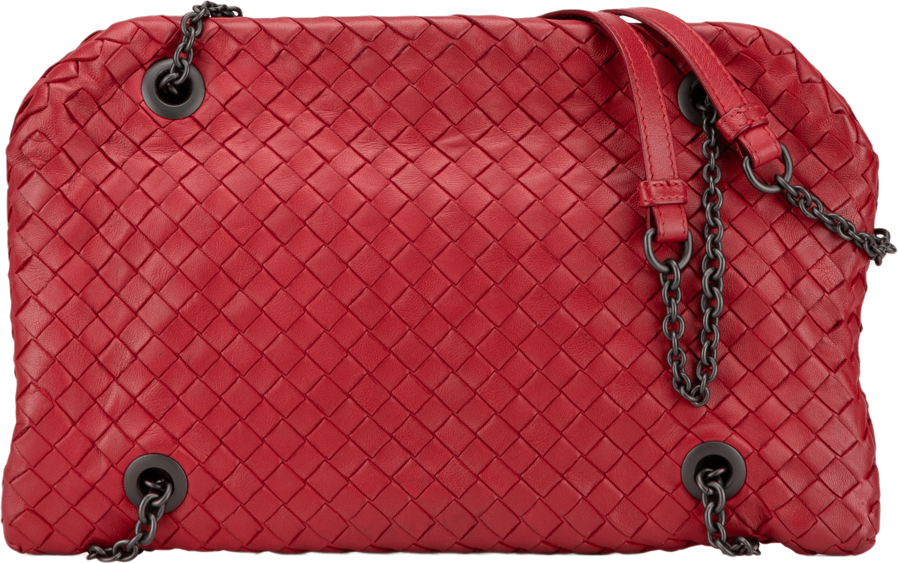Bottega Veneta Nappa Intrecciato Duo Shoulder Bag, från Luxclusif, i färgen red.