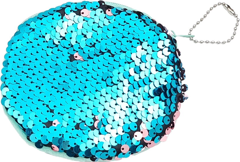 Rund Paljettbörs, från Complement Kids, i färgen torqoise.