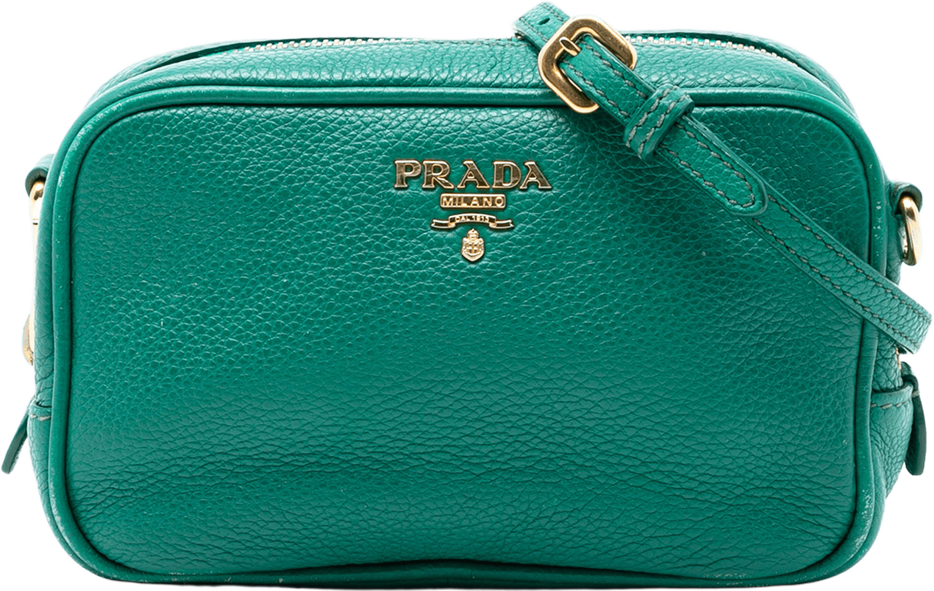Prada Mini Vitello Daino Camera Bag, från Luxclusif, i färgen green.