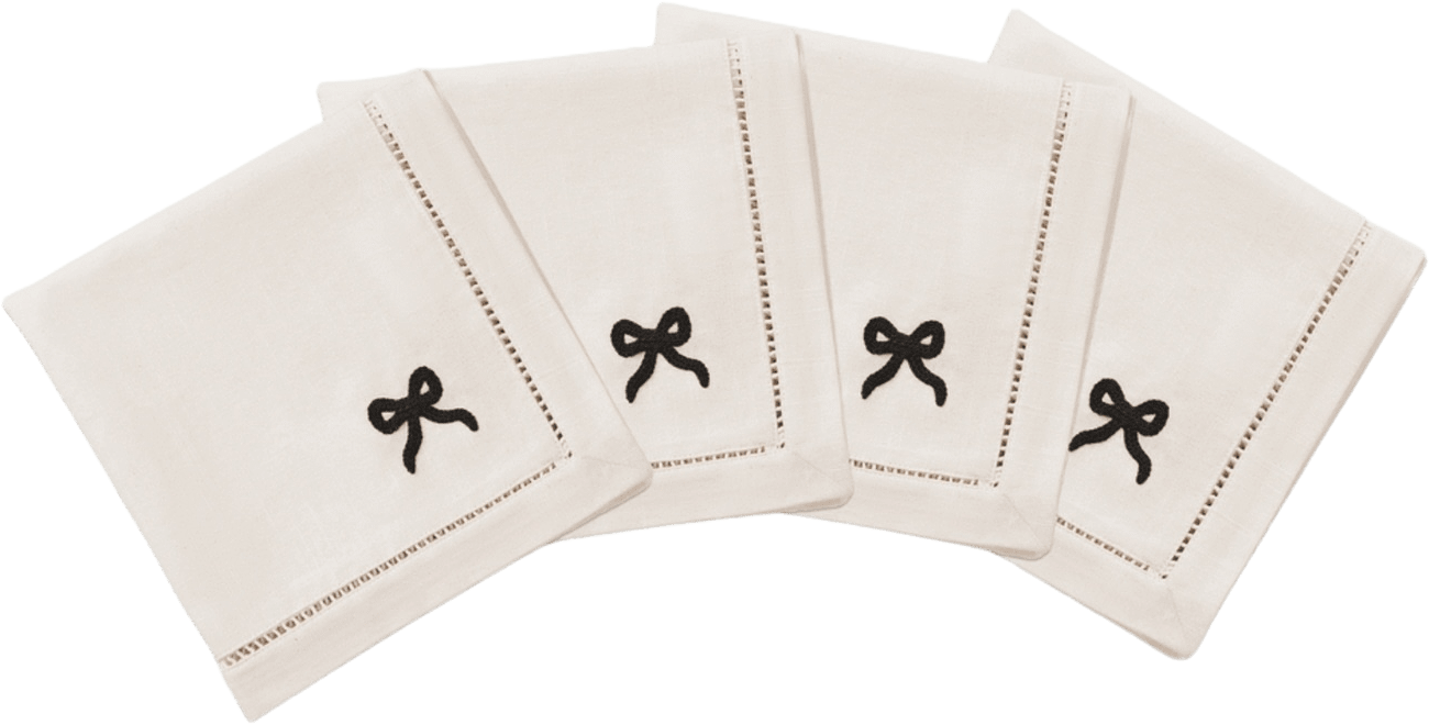 Bow Servett 4 Pack - 45x45 Cm, från Pick A Poppy, i färgen black.