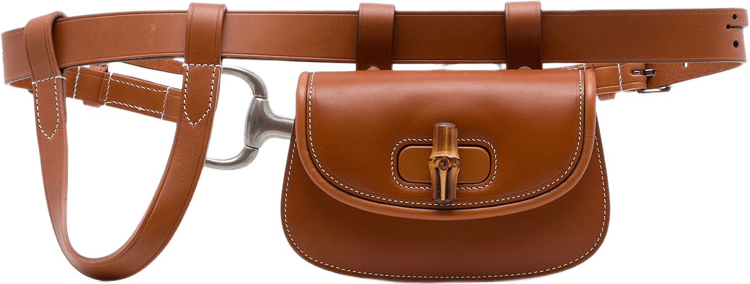 Gucci Mini Calfskin Bamboo 1947 Belt Bag, från Luxclusif, i färgen brun.