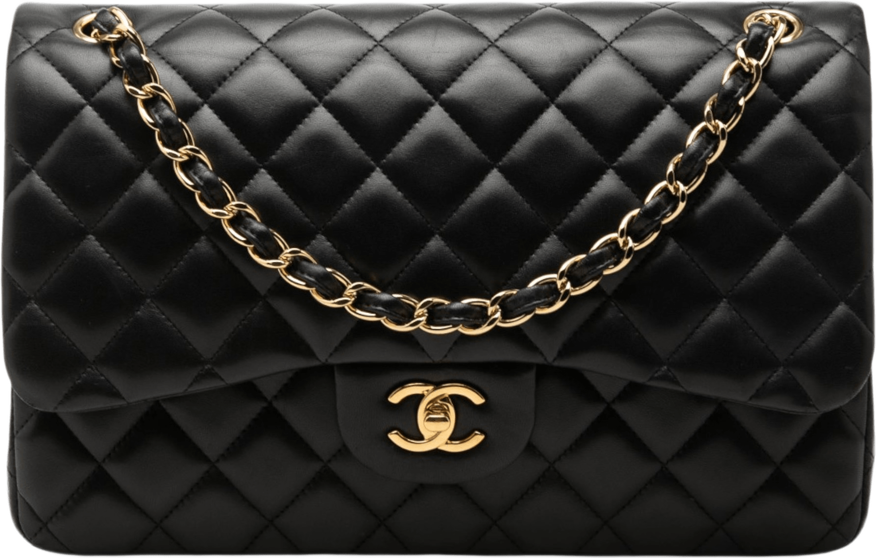Chanel Jumbo Classic Lambskin Double Flap, från Luxclusif, i färgen svart.