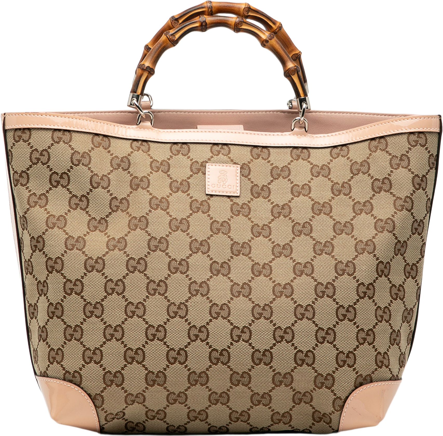 Gucci Gg Canvas Bamboo Childrens Tote, från Luxclusif, i färgen beige.
