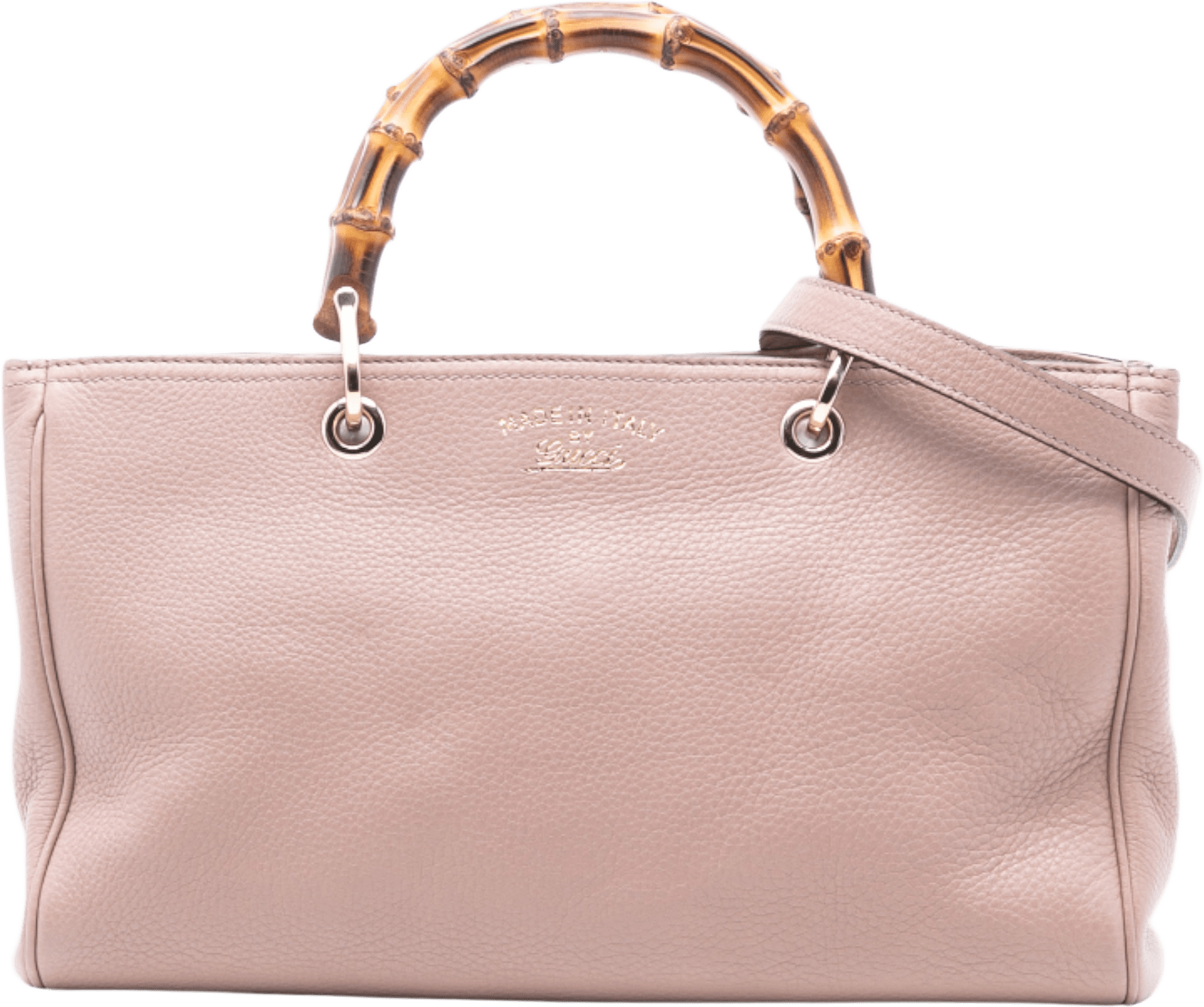 Gucci Medium Calfskin Bamboo Shopper Satchel, från Luxclusif, i färgen light pink.
