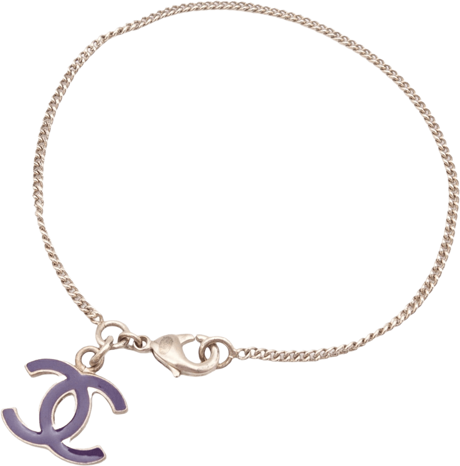 Chanel Cc Brass Enamel Charm Bracelet, från Luxclusif, i färgen purpur.
