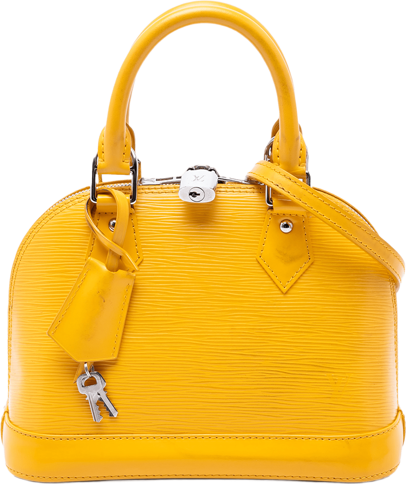 Louis Vuitton Epi Alma Bb, från Luxclusif, i färgen gul.