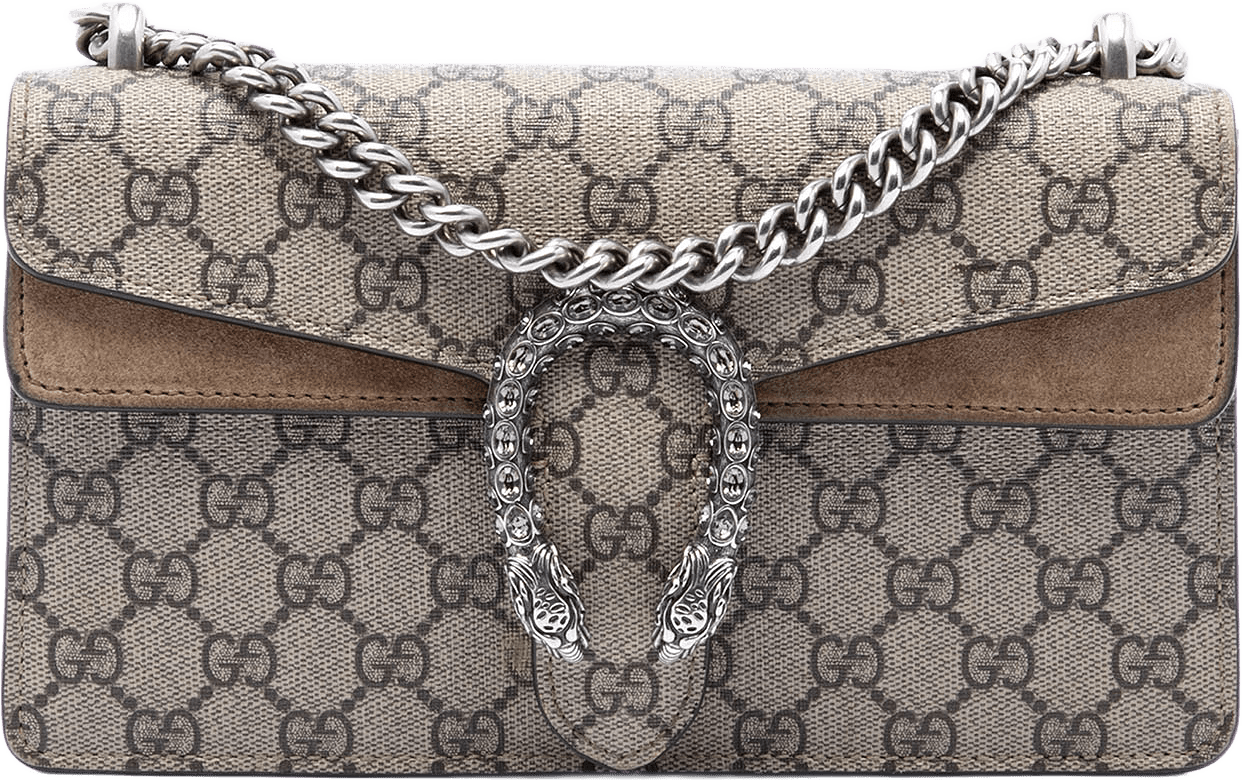 Gucci Medium Gg Supreme Dionysus Crossbody, från Luxclusif, i färgen beige.