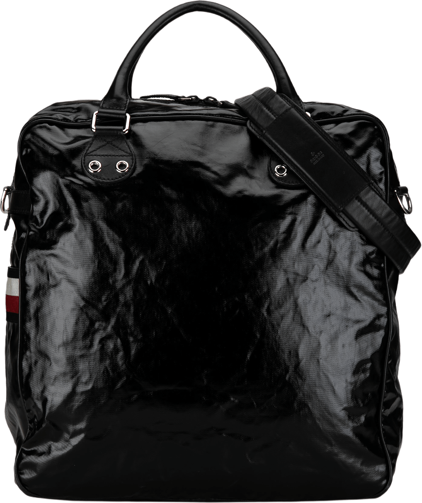 Gucci Web Coated Canvas Satchel, från Luxclusif, i färgen black.