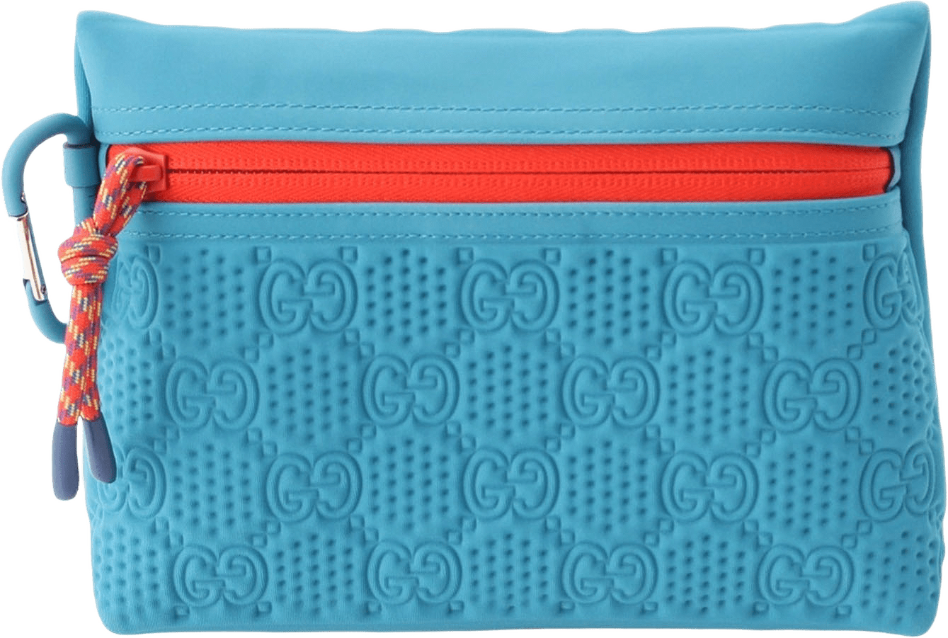 Gucci Gg Embossed Neoprene Scuba Pouch, från Luxclusif, i färgen blå.