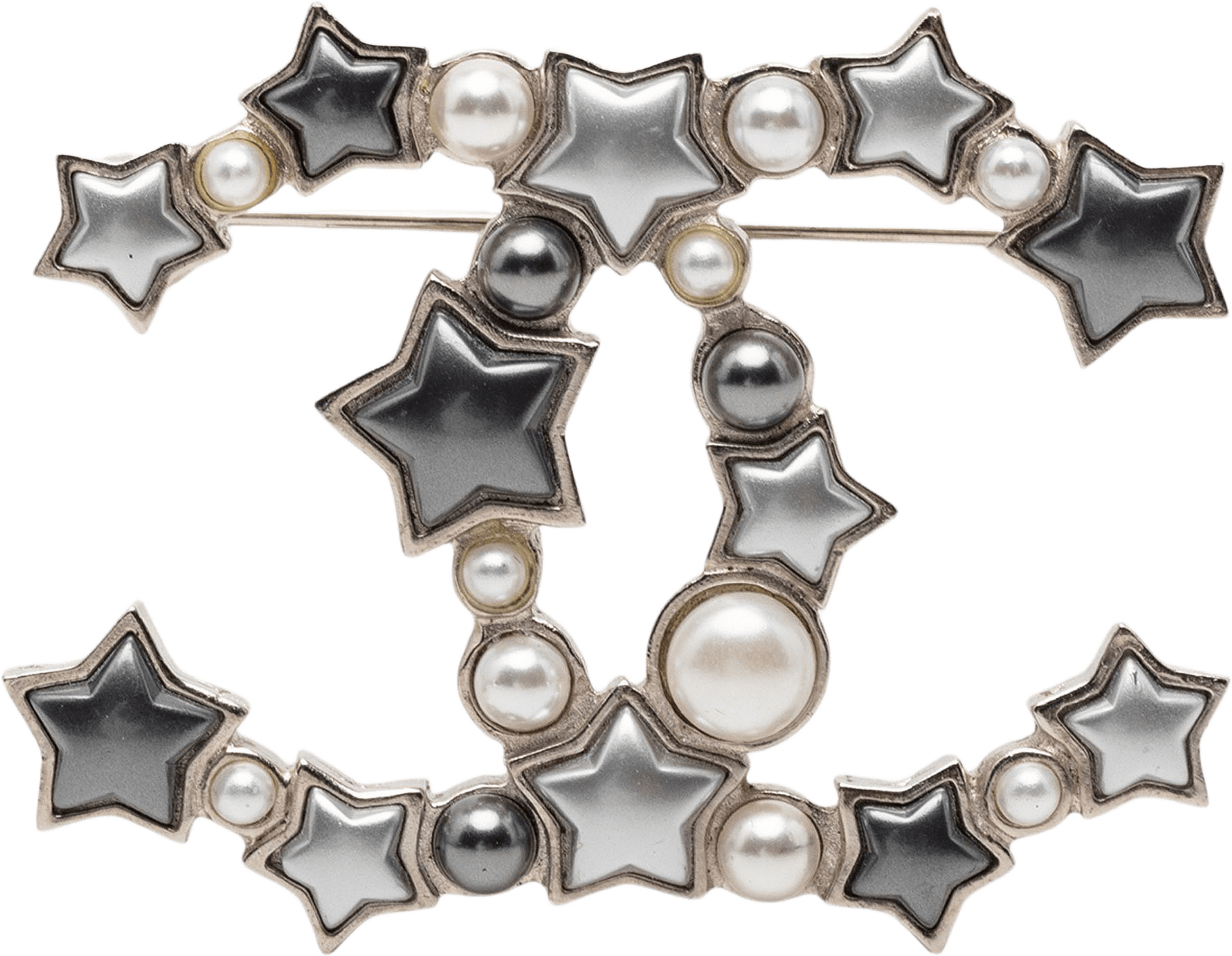 Chanel Cc Silver Plated Resin And Faux Pearl Star Brooch, från Luxclusif, i färgen silver.