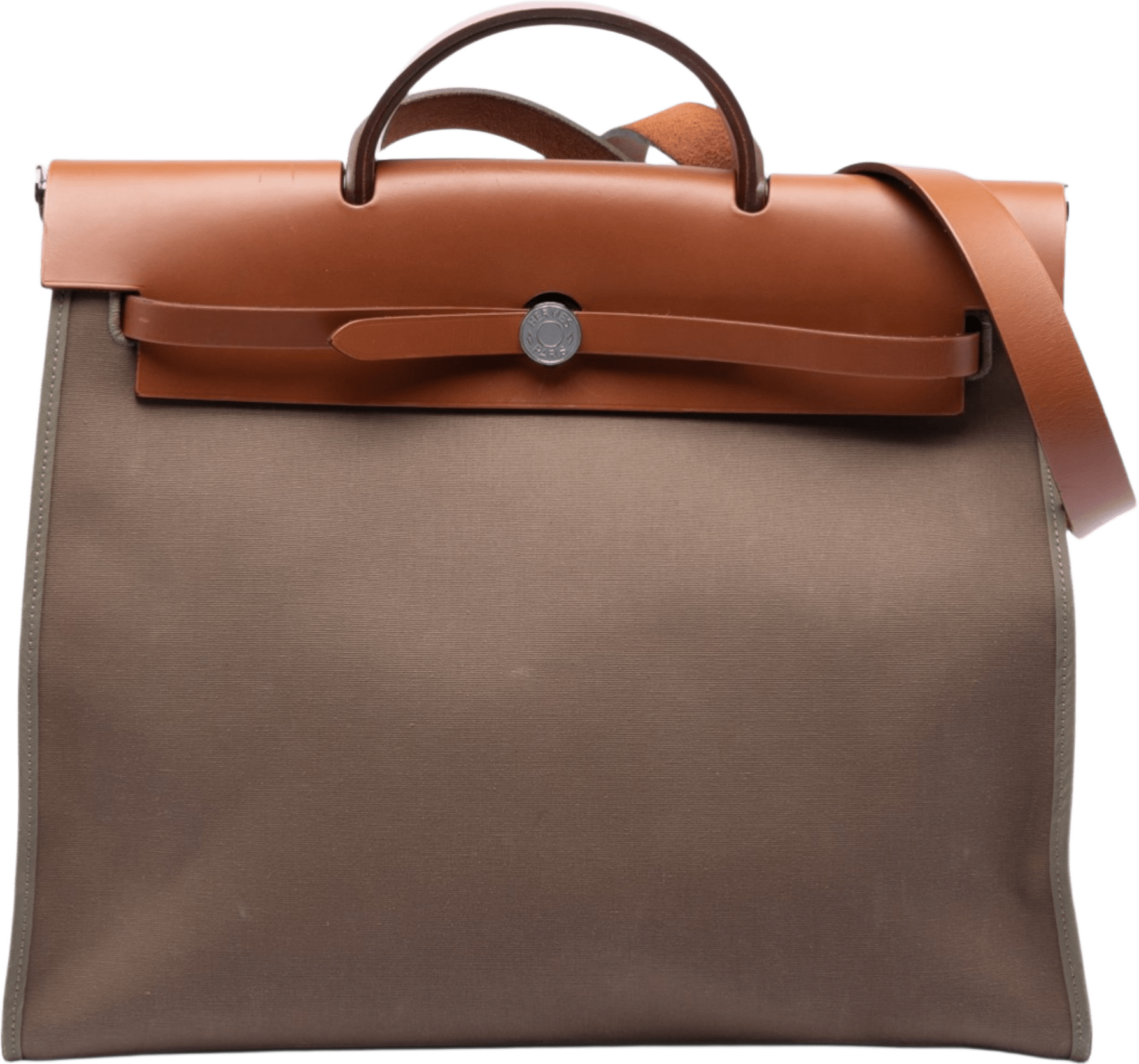 Hermès Toile Herbag Zip 39, från Luxclusif, i färgen light brown.