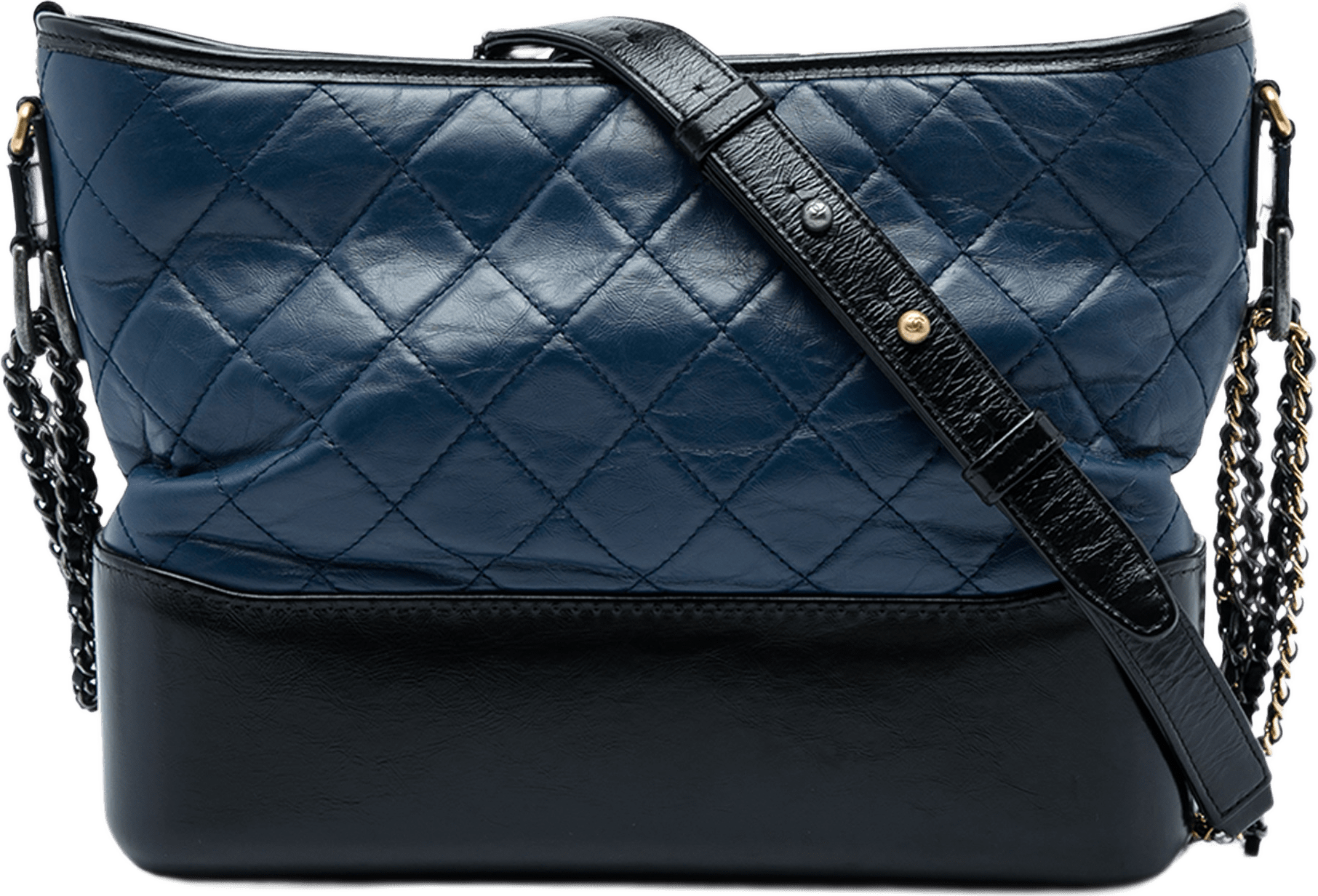 Chanel Medium Bicolor Quilted Aged Calfskin Gabrielle Hobo, från Luxclusif, i färgen blå.