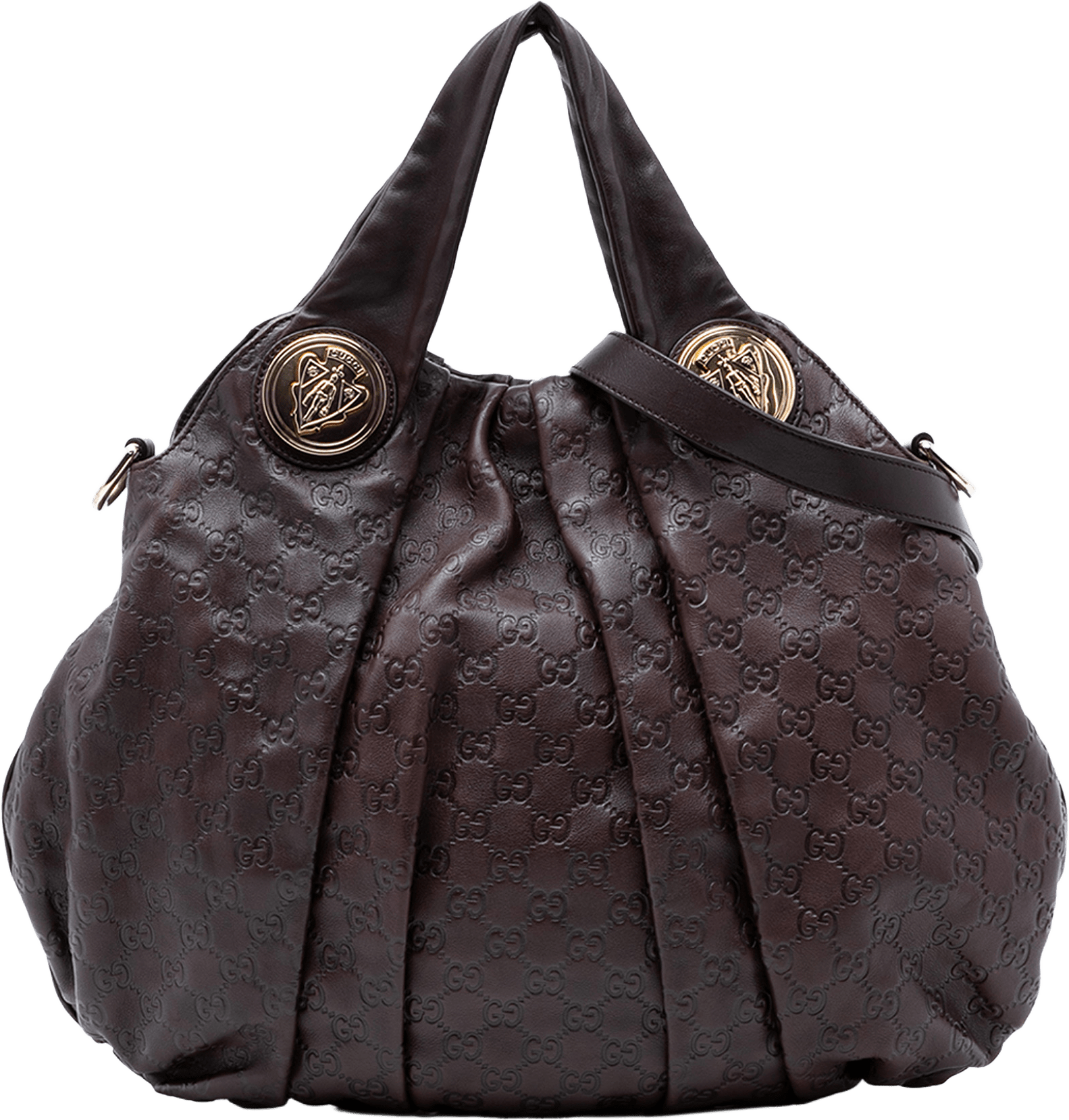 Gucci Large Guccissima Hysteria Satchel, från Luxclusif, i färgen dark brown.
