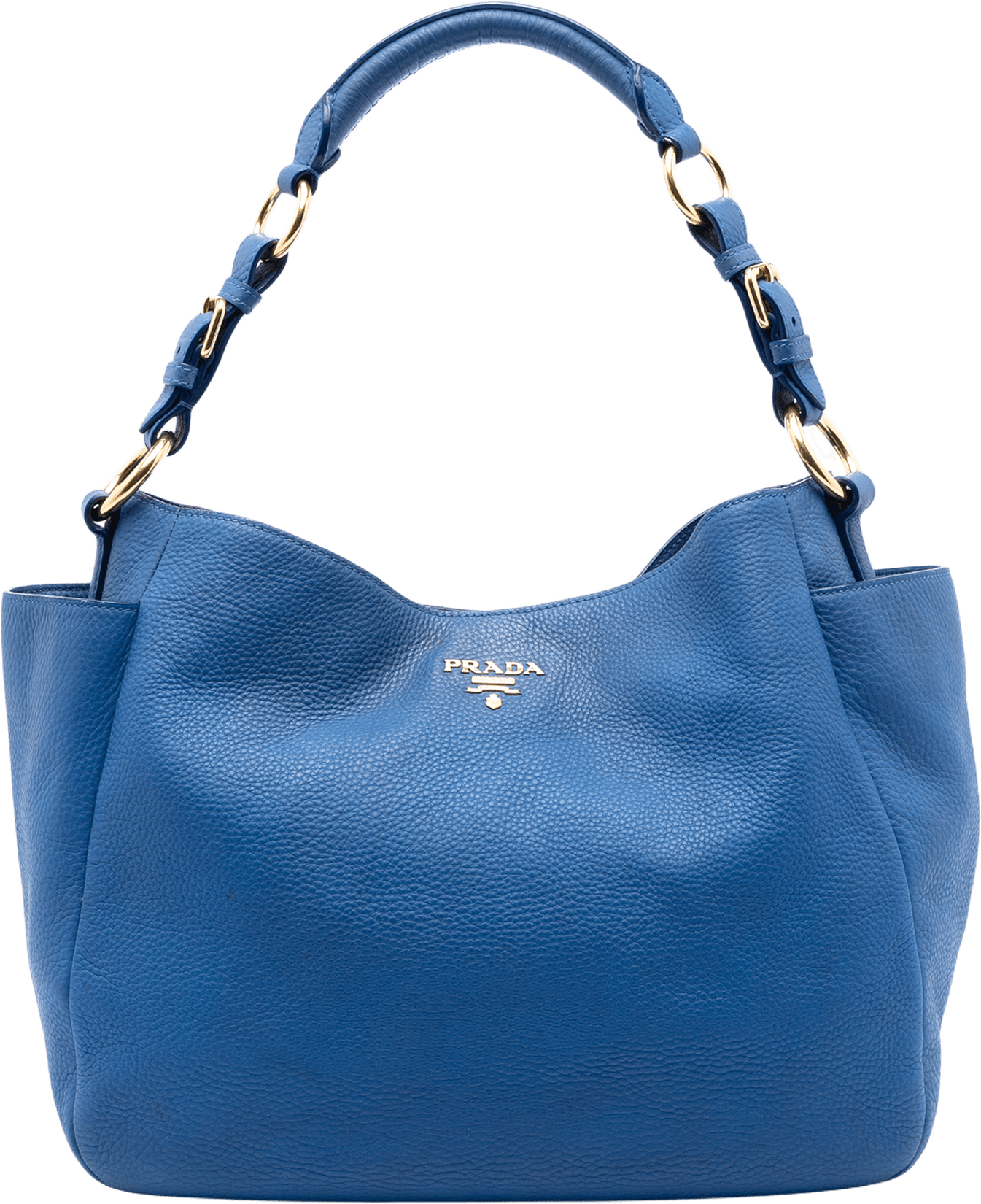 Prada Vitello Daino Side Pocket Shoulder Bag, från Luxclusif, i färgen blue.