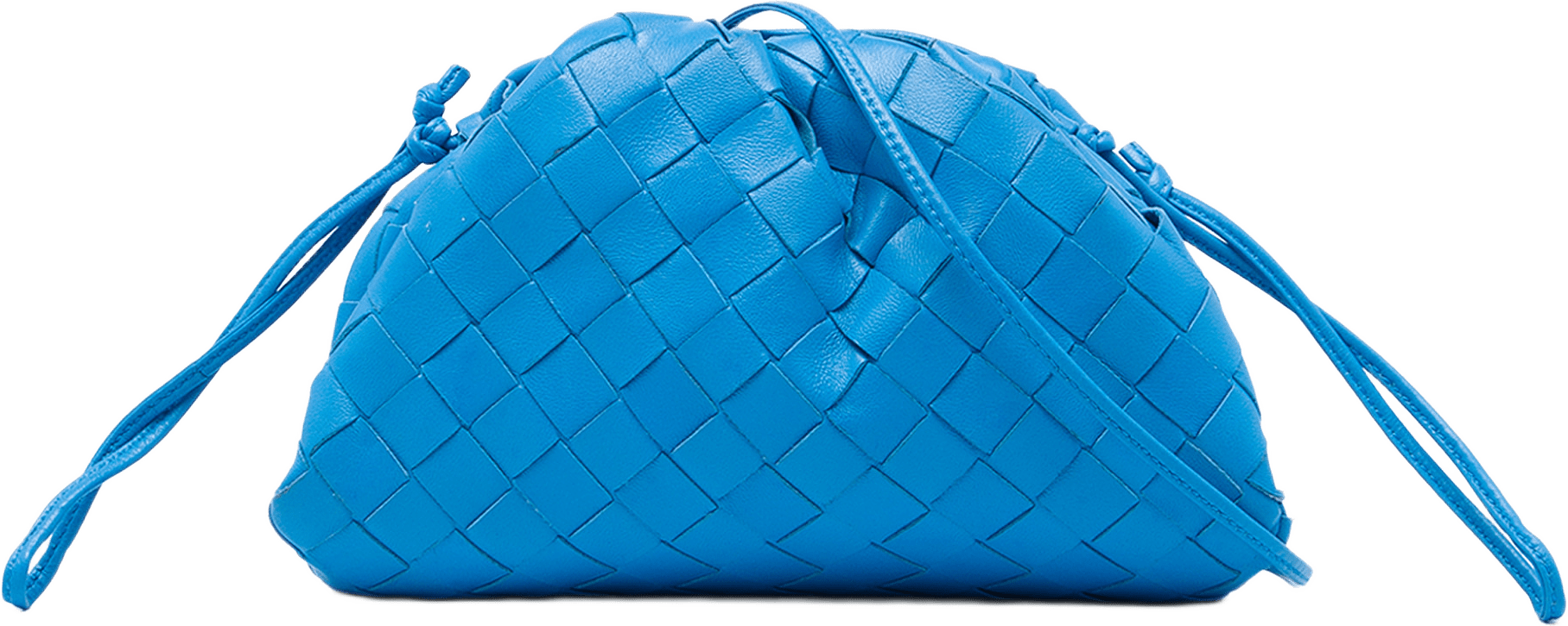 Bottega Veneta Nappa Intrecciato The Mini Pouch Crossbody, från Luxclusif, i färgen blå.