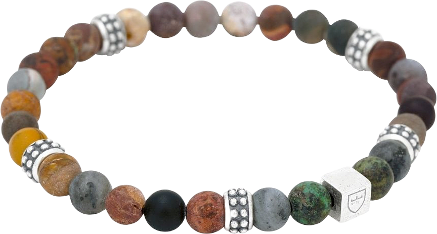 Silver/beadsarmband | Jaspis | Nobel By Billgren, från by BILLGREN, i färgen grå, brun & silver.