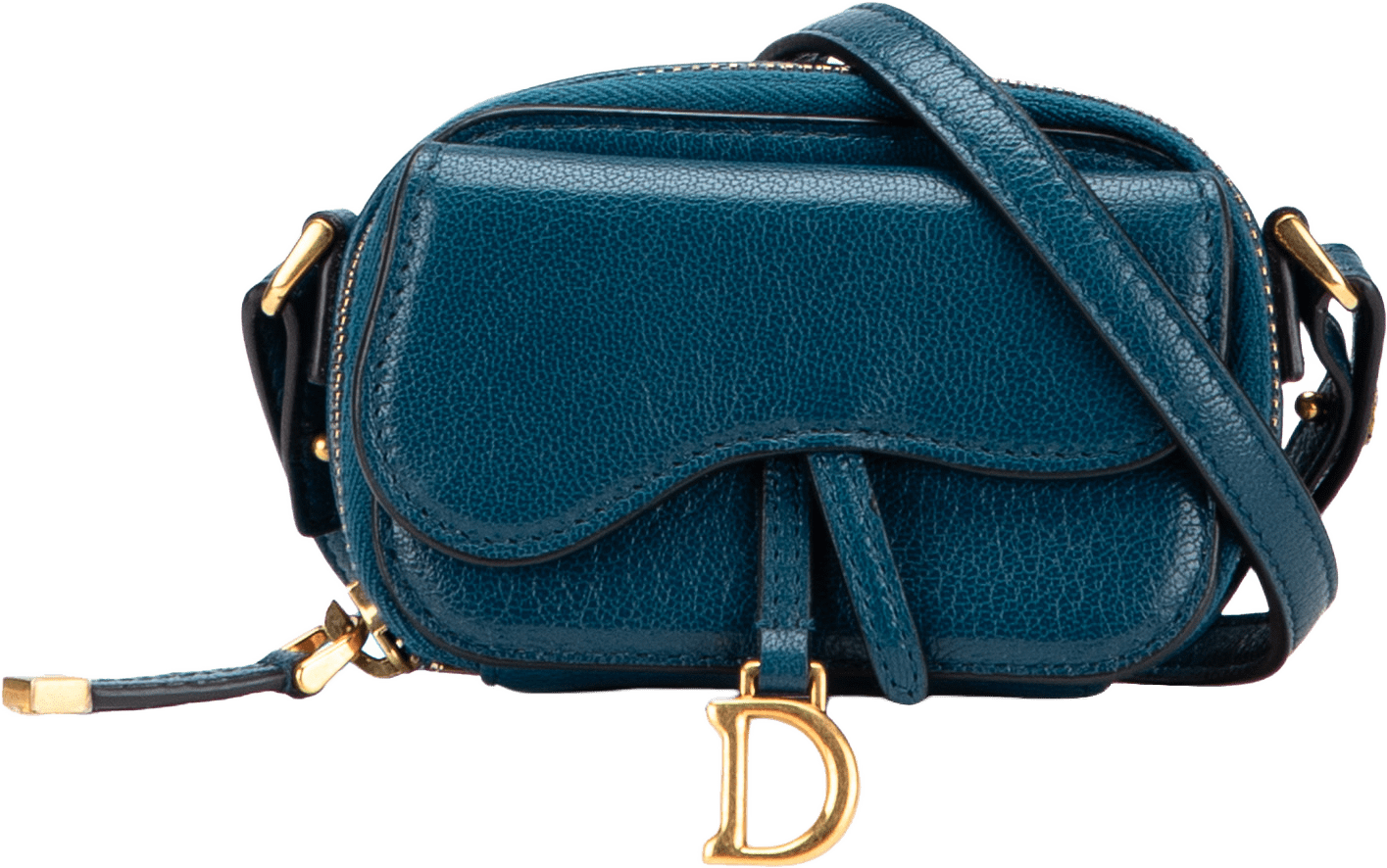 Dior Mini Goatskin Saddle Pouch, från Luxclusif, i färgen blue.