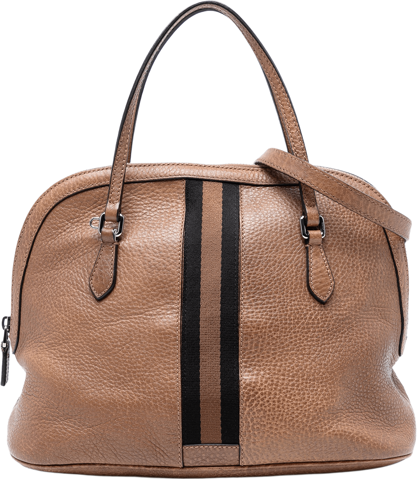 Gucci Medium Leather Web Dome Satchel, från Luxclusif, i färgen light brown.