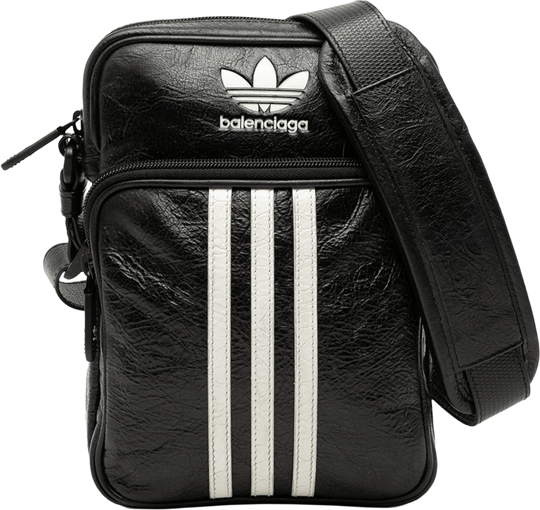 Balenciaga Adidas Small Lambskin Messenger Bag, från Luxclusif, i färgen black.