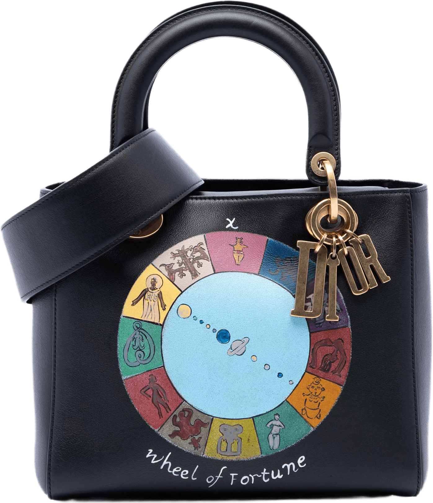 Dior Medium Calfskin Wheel Of Fortune Tarot Lady Dior, från Luxclusif, i färgen black.