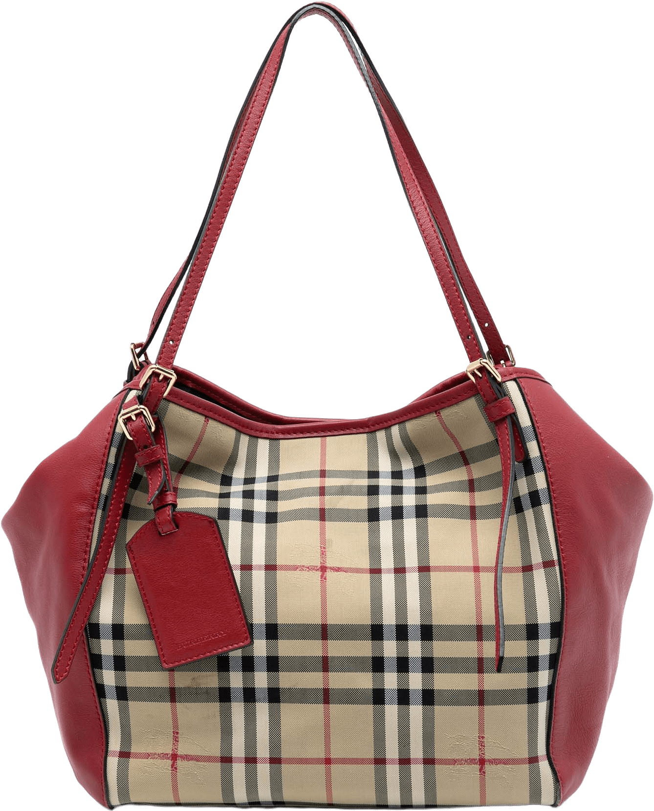 Burberry Small Haymarket Check Canvas And Leather Canterbury Tote, från Luxclusif, i färgen beige.