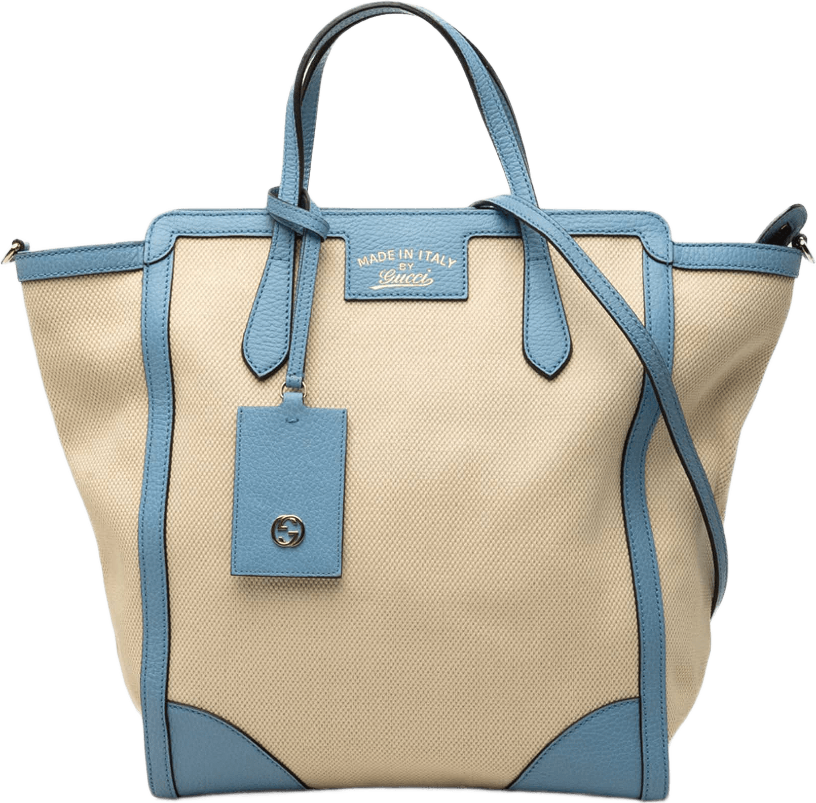 Gucci Leather Swing Convertible Tote, från Luxclusif, i färgen blå.