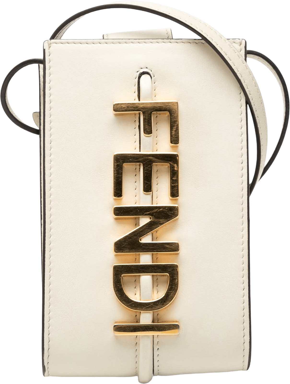 Fendi Leather Fendigraphy Phone Pouch, från Luxclusif, i färgen white.