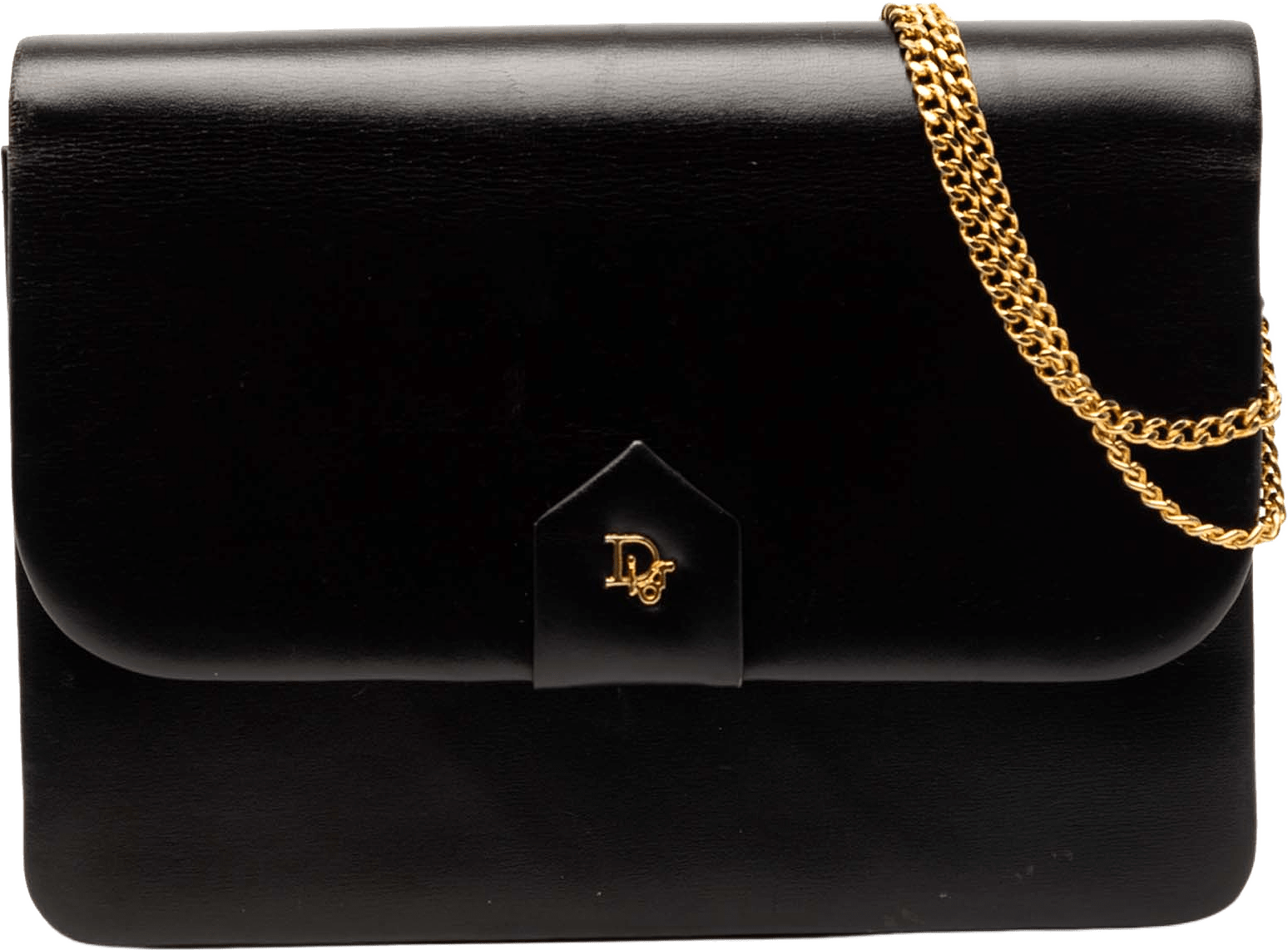 Dior Leather Chain Shoulder Bag, från Luxclusif, i färgen black.