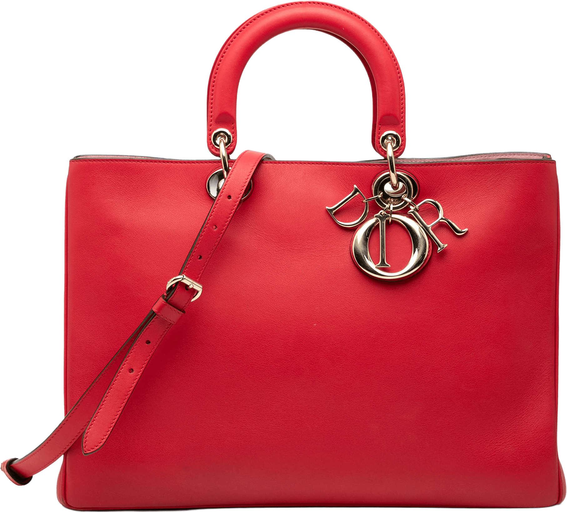 Dior Large Smooth Calfskin Diorissimo Satchel, från Luxclusif, i färgen red.