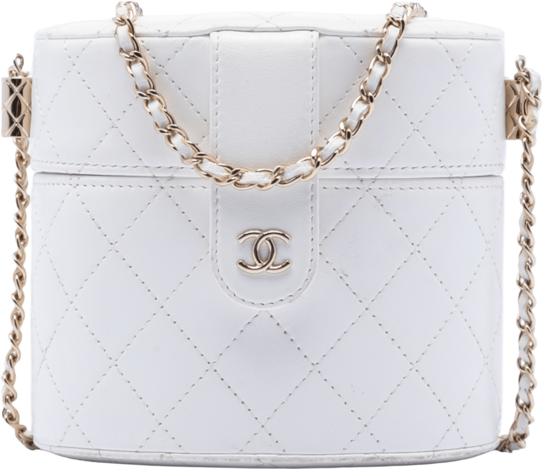 Chanel Small Quilted Lambskin Cc Allure Vanity Case, från Luxclusif, i färgen white.