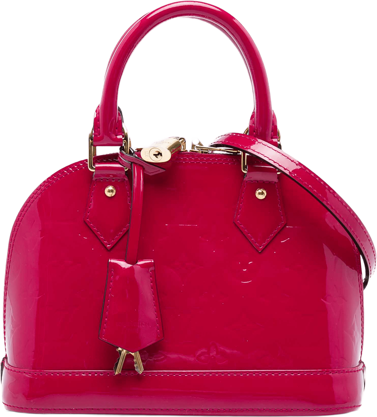 Louis Vuitton Monogram Vernis Alma Bb, från Luxclusif, i färgen rosa.