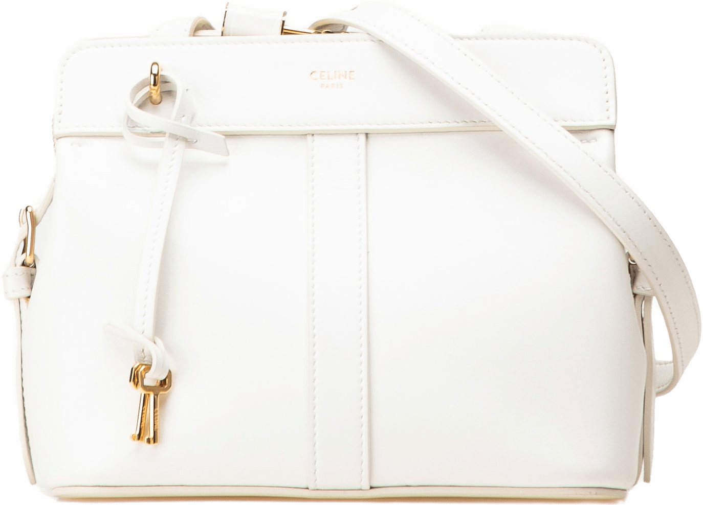 Celine Teen Leather Cabas De France Crossbody, från Luxclusif, i färgen white.
