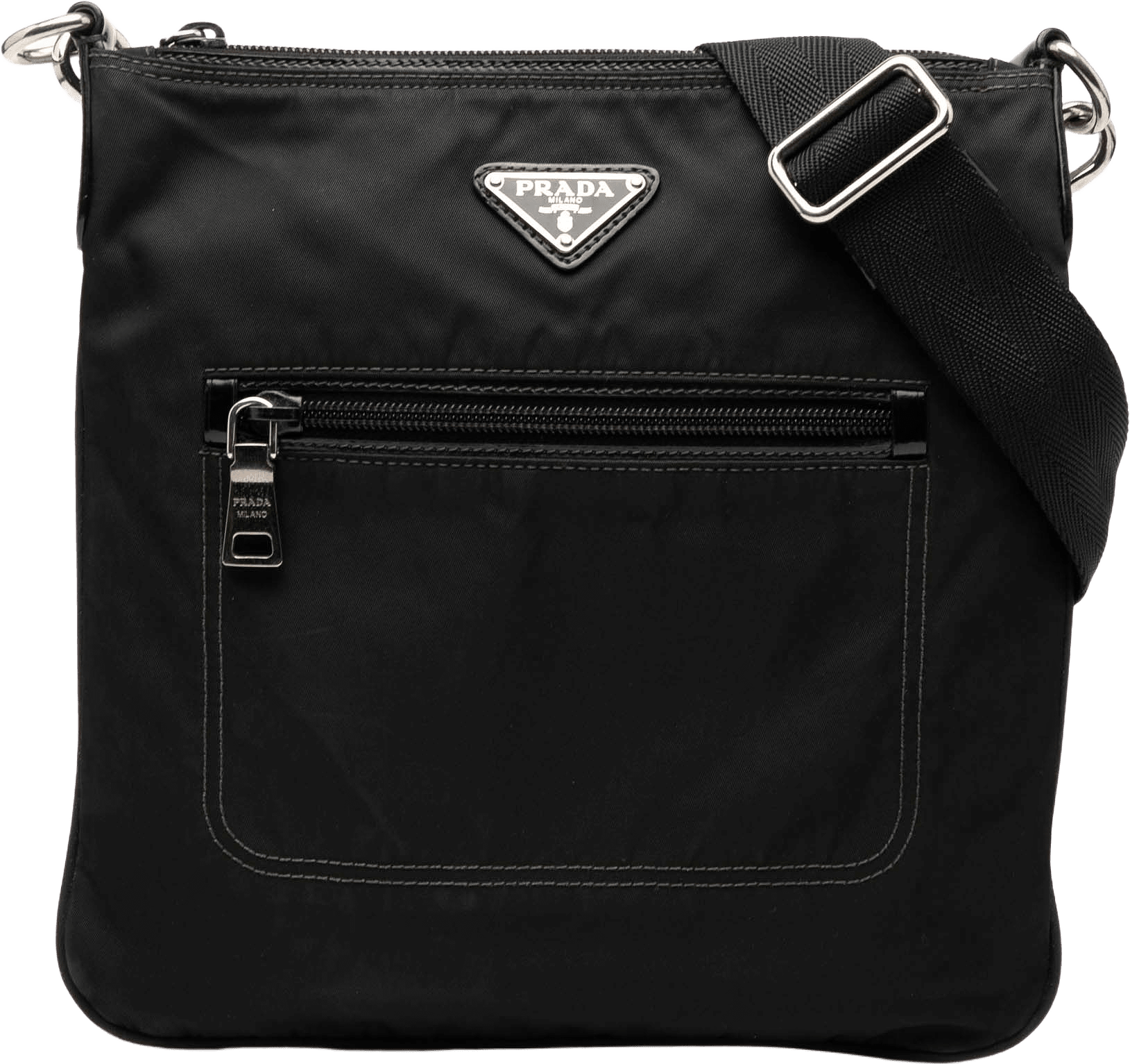 Prada Tessuto Zip Top Crossbody, från Luxclusif, i färgen black.